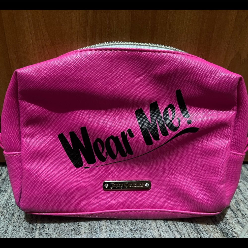 Juicy Couture “wear me” hot pink cosmetic bag!